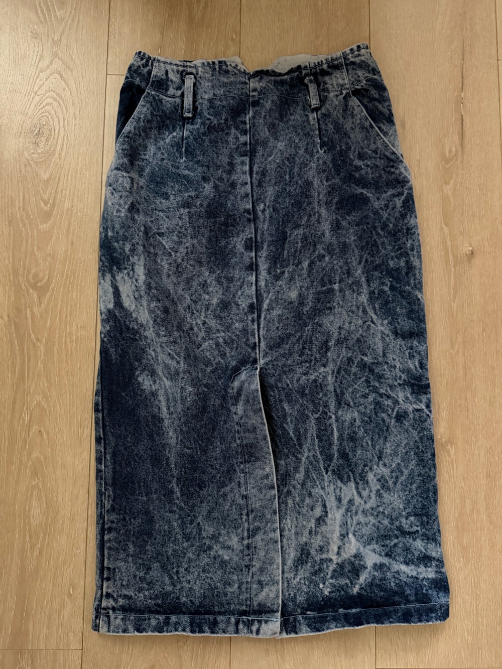 Vintage 80s 90s Whipp Acid Wash Denim Maxi Skirt Size 9 Made in USA